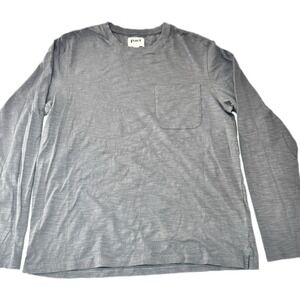 Pact Mens Field Midweight Slub LongSleeve Crewneck T-shirt L Gray Organic Cotton
